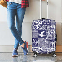 Blue Tonga Kilisimasi Fiefia Luggage Cover Pacific Patchwork Xmas Vibes - Polynesian Pride