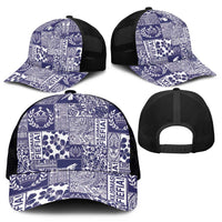Blue Tonga Kilisimasi Fiefia Mesh Trucker Cap Pacific Patchwork Xmas Vibes - Polynesian Pride