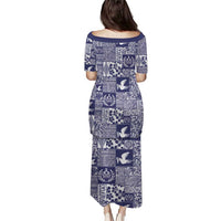 Blue Tonga Kilisimasi Fiefia Puletasi Pacific Patchwork Xmas Vibes - Polynesian Pride