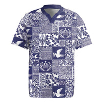 Blue Tonga Kilisimasi Fiefia Rugby Jersey Pacific Patchwork Xmas Vibes - Polynesian Pride