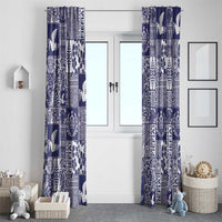 Blue Tonga Kilisimasi Fiefia Window Curtain Pacific Patchwork Xmas Vibes - Polynesian Pride
