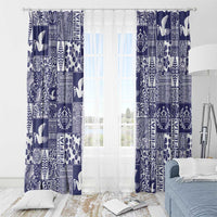 Blue Tonga Kilisimasi Fiefia Window Curtain Pacific Patchwork Xmas Vibes - Polynesian Pride