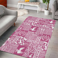 Pink Tonga Kilisimasi Fiefia Area Rug Pacific Patchwork Xmas Vibes - Polynesian Pride