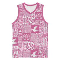 Pink Tonga Kilisimasi Fiefia Basketball Jersey Pacific Patchwork Xmas Vibes LT9 Unisex Pink - Polynesian Pride