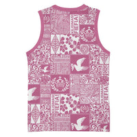 Pink Tonga Kilisimasi Fiefia Basketball Jersey Pacific Patchwork Xmas Vibes LT9 - Polynesian Pride