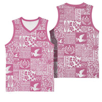 Pink Tonga Kilisimasi Fiefia Basketball Jersey Pacific Patchwork Xmas Vibes LT9 - Polynesian Pride