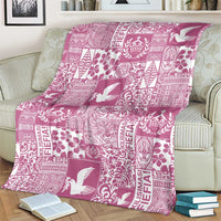 Pink Tonga Kilisimasi Fiefia Blanket Pacific Patchwork Xmas Vibes - Polynesian Pride