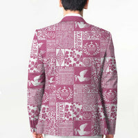 Pink Tonga Kilisimasi Fiefia Blazer Pacific Patchwork Xmas Vibes - Polynesian Pride