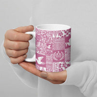 Pink Tonga Kilisimasi Fiefia Ceramic Mug Pacific Patchwork Xmas Vibes - Polynesian Pride