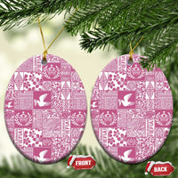 Pink Tonga Kilisimasi Fiefia Ceramic Ornament Pacific Patchwork Xmas Vibes - Polynesian Pride