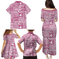 Pink Tonga Kilisimasi Fiefia Family Matching Puletasi and Hawaiian Shirt Pacific Patchwork Xmas Vibes - Polynesian Pride