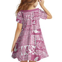 Pink Tonga Kilisimasi Fiefia Family Matching Short Sleeve Bodycon Dress and Hawaiian Shirt Pacific Patchwork Xmas Vibes - Polynesian Pride