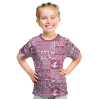 Pink Tonga Kilisimasi Fiefia Kid T Shirt Pacific Patchwork Xmas Vibes LT9 Pink - Polynesian Pride