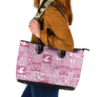 Pink Tonga Kilisimasi Fiefia Leather Tote Bag Pacific Patchwork Xmas Vibes - Polynesian Pride