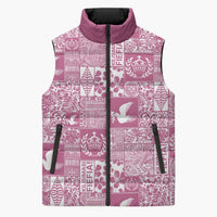 Pink Tonga Kilisimasi Fiefia Sleeveless Puffer Jacket Pacific Patchwork Xmas Vibes - Polynesian Pride