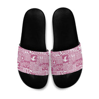 Pink Tonga Kilisimasi Fiefia Slide Sandals Pacific Patchwork Xmas Vibes - Polynesian Pride