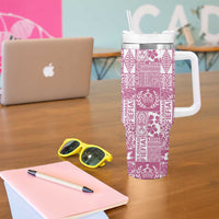 Pink Tonga Kilisimasi Fiefia Tumbler With Handle Pacific Patchwork Xmas Vibes LT9 - Polynesian Pride