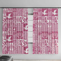 Pink Tonga Kilisimasi Fiefia Window Curtain Pacific Patchwork Xmas Vibes - Polynesian Pride
