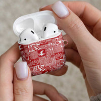 Red Tonga Kilisimasi Fiefia AirPods Case Pacific Patchwork Xmas Vibes - Polynesian Pride