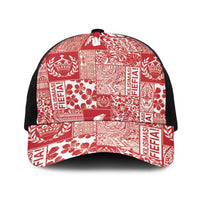 Red Tonga Kilisimasi Fiefia Baseball Net Cap Pacific Patchwork Xmas Vibes - Polynesian Pride