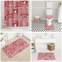 Red Tonga Kilisimasi Fiefia Bathroom Set Pacific Patchwork Xmas Vibes - Polynesian Pride