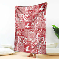Red Tonga Kilisimasi Fiefia Blanket Pacific Patchwork Xmas Vibes - Polynesian Pride