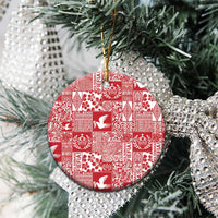 Red Tonga Kilisimasi Fiefia Ceramic Ornament Pacific Patchwork Xmas Vibes - Polynesian Pride