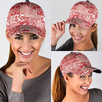 Red Tonga Kilisimasi Fiefia Classic Cap Pacific Patchwork Xmas Vibes - Polynesian Pride