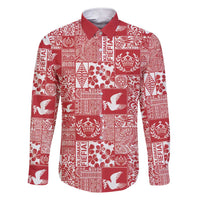 Red Tonga Kilisimasi Fiefia Family Matching Short Sleeve Bodycon Dress and Hawaiian Shirt Pacific Patchwork Xmas Vibes - Polynesian Pride