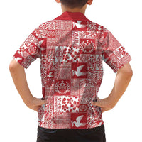 Red Tonga Kilisimasi Fiefia Family Matching Summer Maxi Dress and Hawaiian Shirt Pacific Patchwork Xmas Vibes - Polynesian Pride