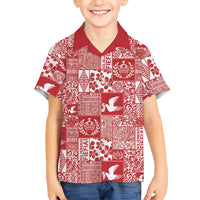 Red Tonga Kilisimasi Fiefia Hawaiian Shirt Pacific Patchwork Xmas Vibes LT9 - Polynesian Pride