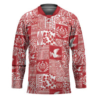 Red Tonga Kilisimasi Fiefia Hockey Jersey Pacific Patchwork Xmas Vibes LT9 Unisex Red - Polynesian Pride