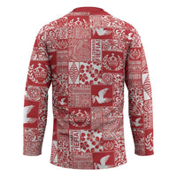 Red Tonga Kilisimasi Fiefia Hockey Jersey Pacific Patchwork Xmas Vibes LT9 - Polynesian Pride