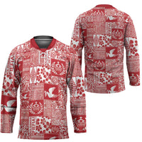 Red Tonga Kilisimasi Fiefia Hockey Jersey Pacific Patchwork Xmas Vibes LT9 - Polynesian Pride