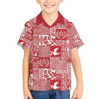 Red Tonga Kilisimasi Fiefia Kid Hawaiian Shirt Pacific Patchwork Xmas Vibes LT9 Kid Red - Polynesian Pride