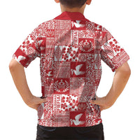 Red Tonga Kilisimasi Fiefia Kid Hawaiian Shirt Pacific Patchwork Xmas Vibes LT9 - Polynesian Pride