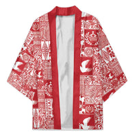Red Tonga Kilisimasi Fiefia Kimono Pacific Patchwork Xmas Vibes - Polynesian Pride