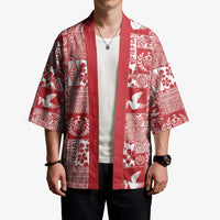 Red Tonga Kilisimasi Fiefia Kimono Pacific Patchwork Xmas Vibes - Polynesian Pride