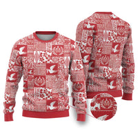 Red Tonga Kilisimasi Fiefia Ugly Christmas Sweater Pacific Patchwork Xmas Vibes - Polynesian Pride