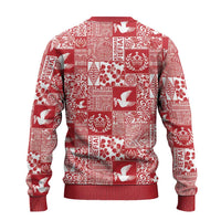 Red Tonga Kilisimasi Fiefia Ugly Christmas Sweater Pacific Patchwork Xmas Vibes - Polynesian Pride