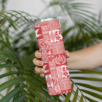 Red Tonga Kilisimasi Fiefia Skinny Tumbler Pacific Patchwork Xmas Vibes - Polynesian Pride
