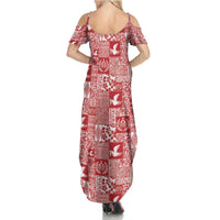 Red Tonga Kilisimasi Fiefia Summer Maxi Dress Pacific Patchwork Xmas Vibes LT9 - Polynesian Pride