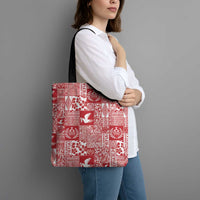 Red Tonga Kilisimasi Fiefia Tote Bag Pacific Patchwork Xmas Vibes - Polynesian Pride