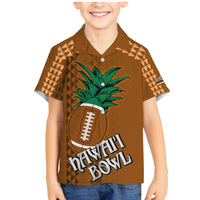 Custom Hawaii Honolulu Bowl Family Matching Mermaid Dress and Hawaiian Shirt With Kakau Tribal Pattern LT9 Son's Shirt Brown - Polynesian Pride