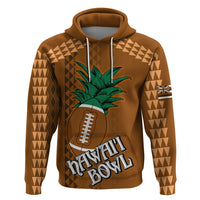 Custom Hawaii Honolulu Bowl Zip Hoodie With Kakau Tribal Pattern LT9 Pullover Hoodie Brown - Polynesian Pride