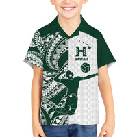 Polynesian Hawaii Volleyball Custom Family Matching Off The Shoulder Long Sleeve Dress and Hawaiian Shirt Kakau with Sport Style