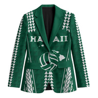 Polynesian Hawaii Volleyball Custom Blazer Green Kakau with Map Motif - Polynesian Pride
