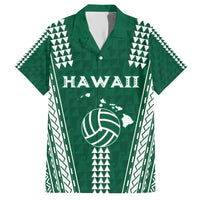 Polynesian Hawaii Volleyball Custom Hawaiian Shirt Green Kakau with Map Motif