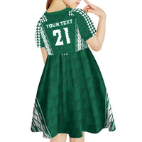 Polynesian Hawaii Volleyball Custom Kid Short Sleeve Dress Green Kakau with Map Motif