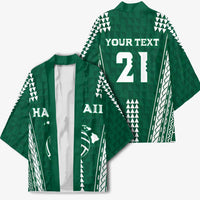 Polynesian Hawaii Volleyball Custom Kimono Green Kakau with Map Motif - Polynesian Pride